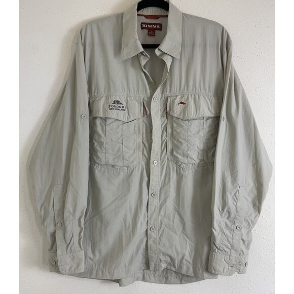 Simms Fishing Shirt Mens Large Beige Vented Performance Outdoor long sleeve - Picture 1 of 11
